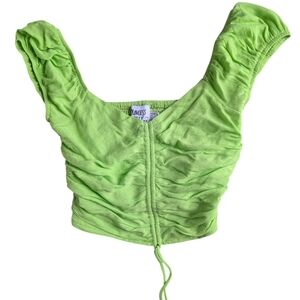 Princess Polly Lime Green Rouched Tank Top Elastic Back 2